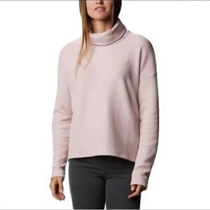 COLUMBIA Waffle Knit Cowl Neck Pullover Dusty Rose Women’s Size Small
